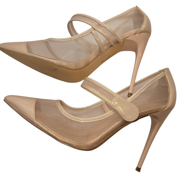 Shoes 9 Light Pink Closed Toe High Heel Pump Stiletto Side Mess - Picture 1 of 6